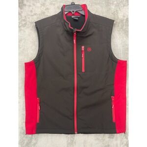 Wrangler Men's Soft Shell Fleece Vest Sz 2XLT Black‎ Red Full Zip Pockets